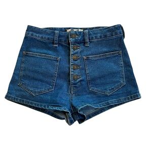 We The Free Blue Button-Up Jean Shorts